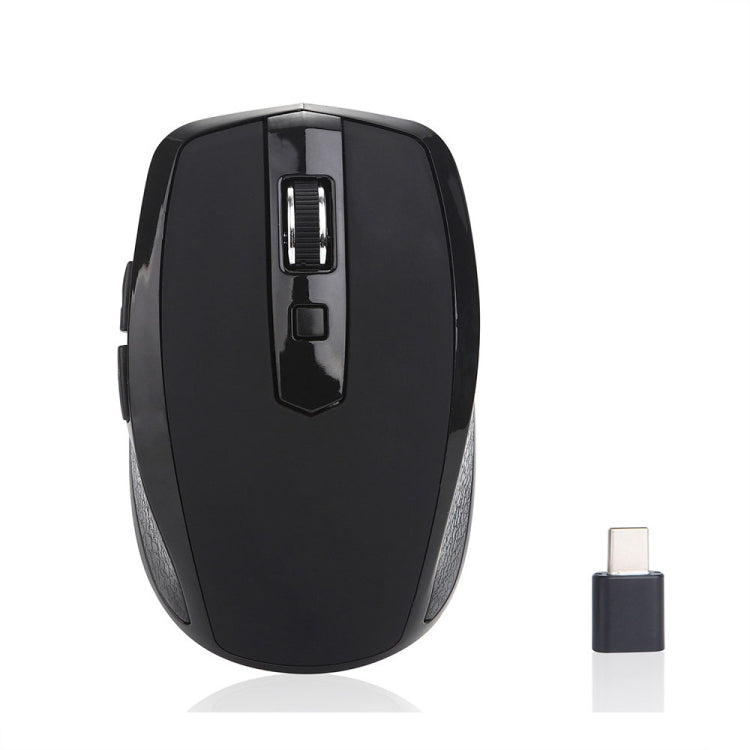 6-Keys Type-C/USB-C Laptop Office Game Silent Wireless Mouse(Black) by buy2fix