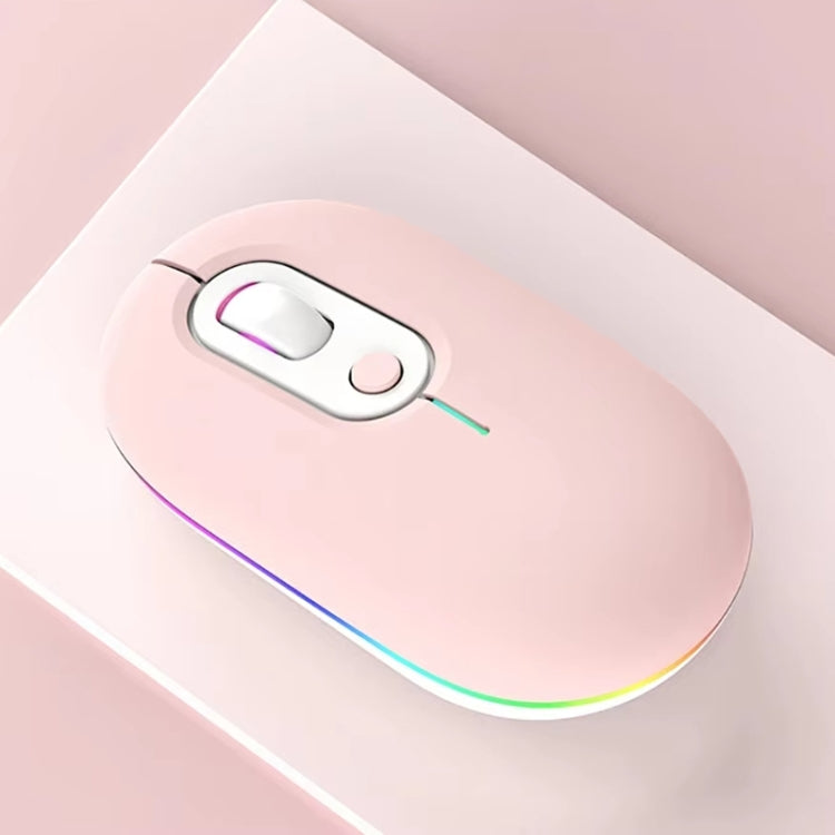 Rechargeable Illuminated Silent Wireless Mouse, Style: 2.4G+Bluetooth Pink by buy2fix