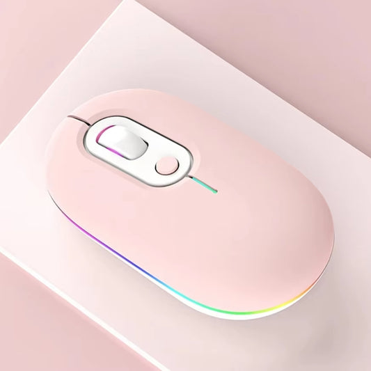 Rechargeable Illuminated Silent Wireless Mouse, Style: 2.4G+Bluetooth Pink by buy2fix