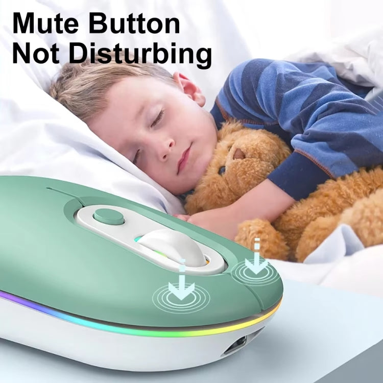 Rechargeable Illuminated Silent Wireless Mouse, Style: 2.4G+Bluetooth Pink by buy2fix