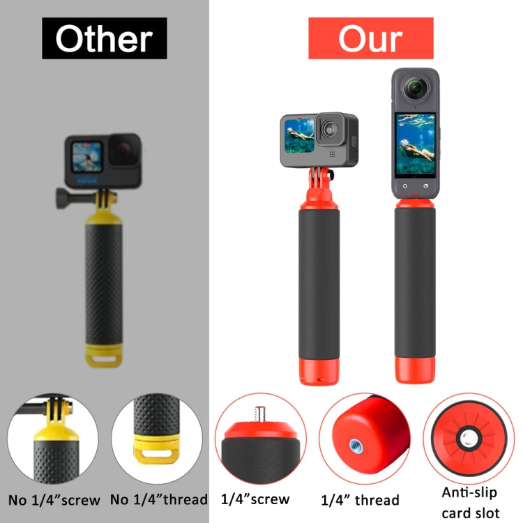 Water Floating Grip with 1/4 Inch Screw and Thread For Action Camera Accessories by buy2fix