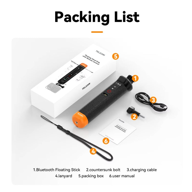 TELESIN Bluetooth Buoyancy Bar 15m Waterproof Depth For GoPro HERO13 / 12 / 11 / 10 / 9 / 8 Black by TELESIN