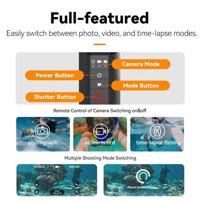 TELESIN Bluetooth Buoyancy Bar 15m Waterproof Depth For GoPro HERO13 / 12 / 11 / 10 / 9 / 8 Black by TELESIN