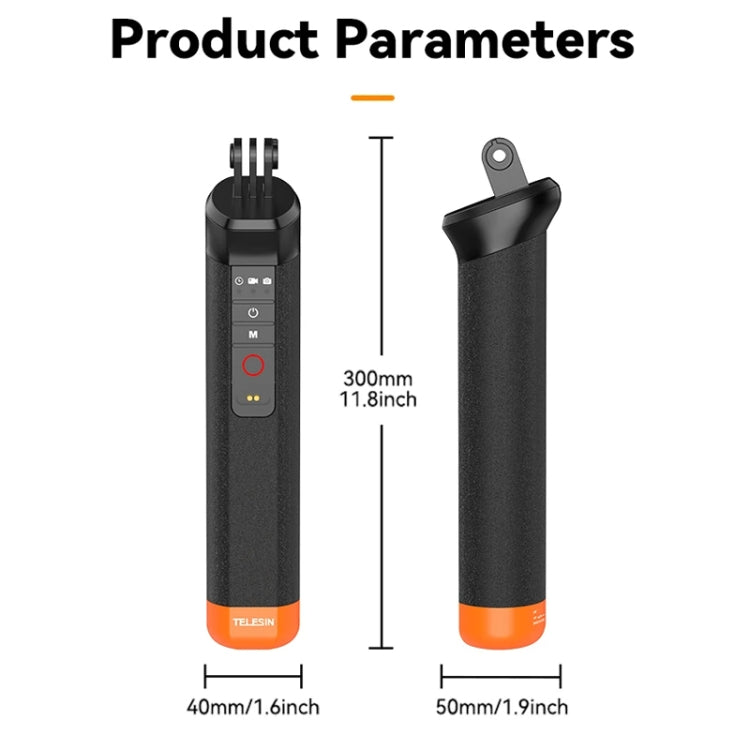 TELESIN Bluetooth Buoyancy Bar 15m Waterproof Depth For GoPro HERO13 / 12 / 11 / 10 / 9 / 8 Black by TELESIN