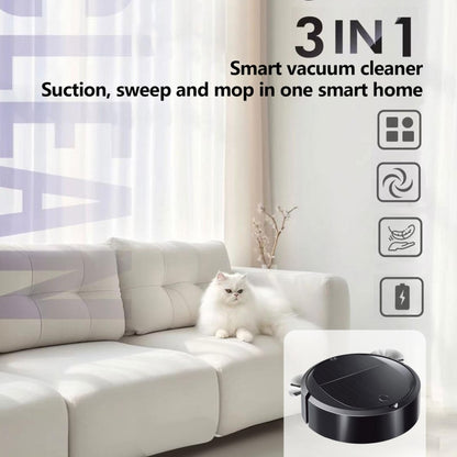 Intelligent Sweeper Robot Home Automatic 3 In 1 Integrated Cleaning Machine Vacuum Cleaner, Style: Battery White by buy2fix