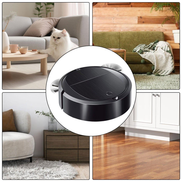 Intelligent Sweeper Robot Home Automatic 3 In 1 Integrated Cleaning Machine Vacuum Cleaner, Style: Rechargeable Black by buy2fix