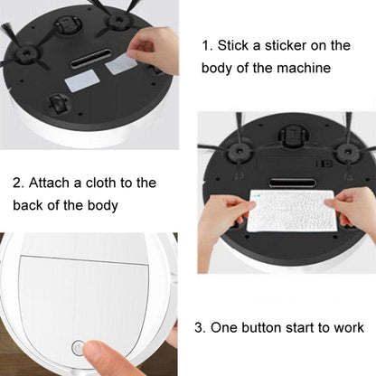 Intelligent Sweeper Robot Home Automatic 3 In 1 Integrated Cleaning Machine Vacuum Cleaner, Style: Battery White by buy2fix