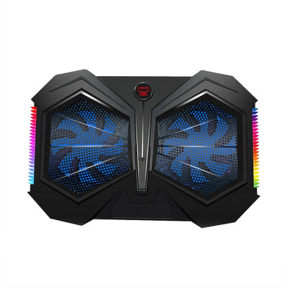 YL-017 2-Fans RGB Lighting Effect Silent Adjustable Speed Laptop Cooling Stand(Black) by buy2fix