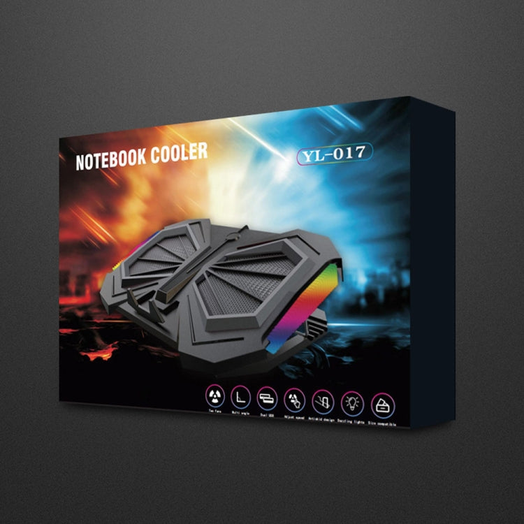 YL-017 2-Fans RGB Lighting Effect Silent Adjustable Speed Laptop Cooling Stand(Black) by buy2fix