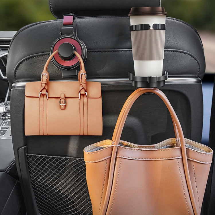 3 In 1 Car Seat Back Hanger for Cup and Phone Vehicle Seat Headrest Hooks(Black) by buy2fix