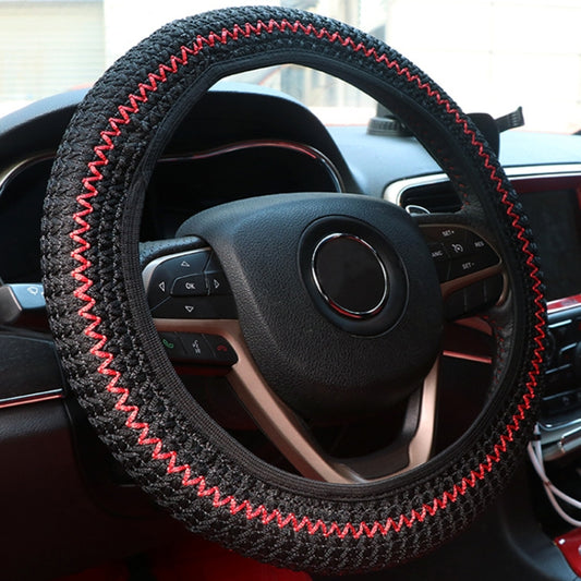 Universal Car Steering Wheel Ice Silk Non-slip Breathable Protective Cover(Red Black) by buy2fix
