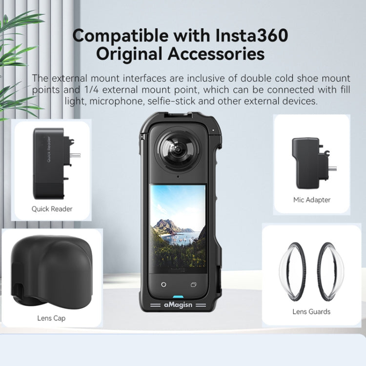 For Insta360 X4 aMagisn Quick-release Plastic Rabbit Cage Expansion Frame by aMagisn