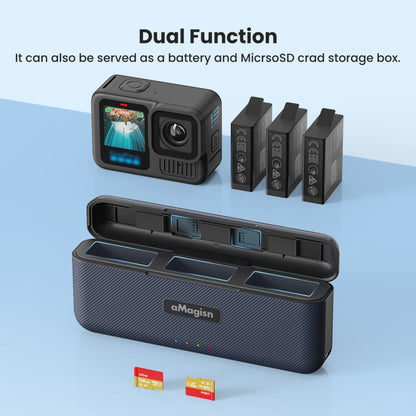 For GoPro HERO13 Black aMagisn Battery Charging Box Triple Slot Charging Case by aMagisn