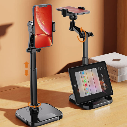 Dual-Position Rotatable Phone And Tablet Stand Retractable Weighted Base Desktop Holder, Spec: Tablet Model Black - Desktop Holder by buy2fix | Online Shopping UK | buy2fix