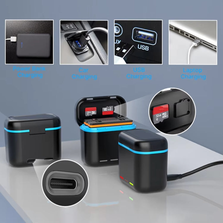 For Insta360 X3 Battery Charger Dual Battery Storage Charging Case(Black) by buy2fix