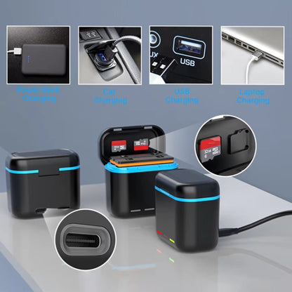 For Insta360 X3 Battery Charger Dual Battery Storage Charging Case(Black) by buy2fix