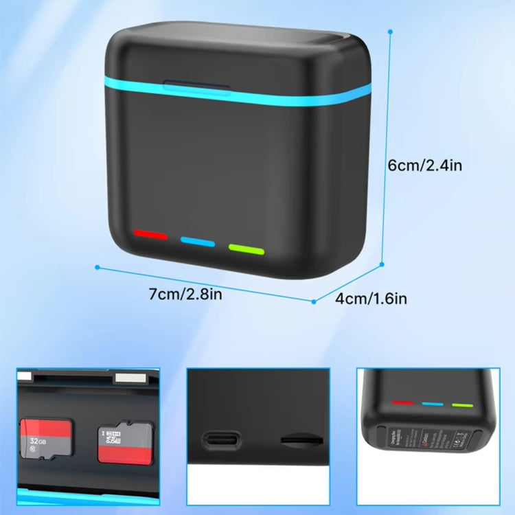 For Insta360 X3 Battery Charger Dual Battery Storage Charging Case(Black) by buy2fix