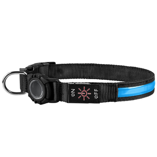 For AirTag Dog Collar LED Waterproof Quick Release Collar, Size: S(Blue) - Pet Series by buy2fix | Online Shopping UK | buy2fix