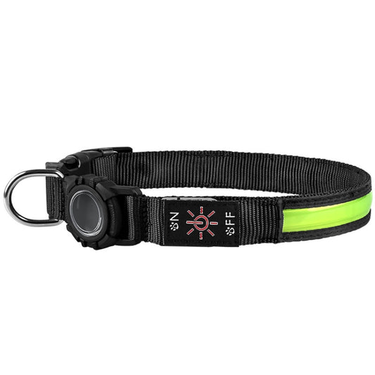 For AirTag Dog Collar LED Waterproof Quick Release Collar, Size: L(Green) - Pet Series by buy2fix | Online Shopping UK | buy2fix