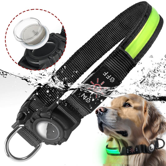 For AirTag Dog Collar LED Waterproof Quick Release Collar, Size: M(Blue) - Pet Series by buy2fix | Online Shopping UK | buy2fix