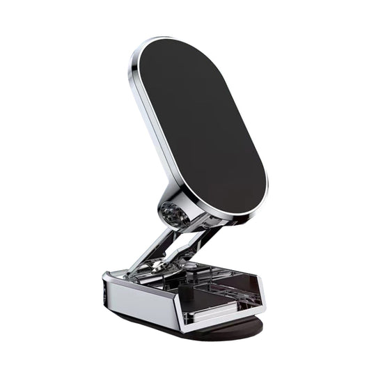 D11 Magnetic Folding Car Phone Holder Rotatable Dashboard Stick-On Navigation Stand(Silver Gloosy)