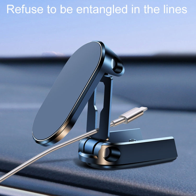 D11 Magnetic Folding Car Phone Holder Rotatable Dashboard Stick-On Navigation Stand(Silver Gloosy) by buy2fix