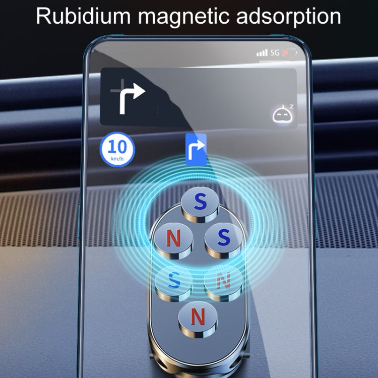 D11 Magnetic Folding Car Phone Holder Rotatable Dashboard Stick-On Navigation Stand(Silver Gloosy) by buy2fix