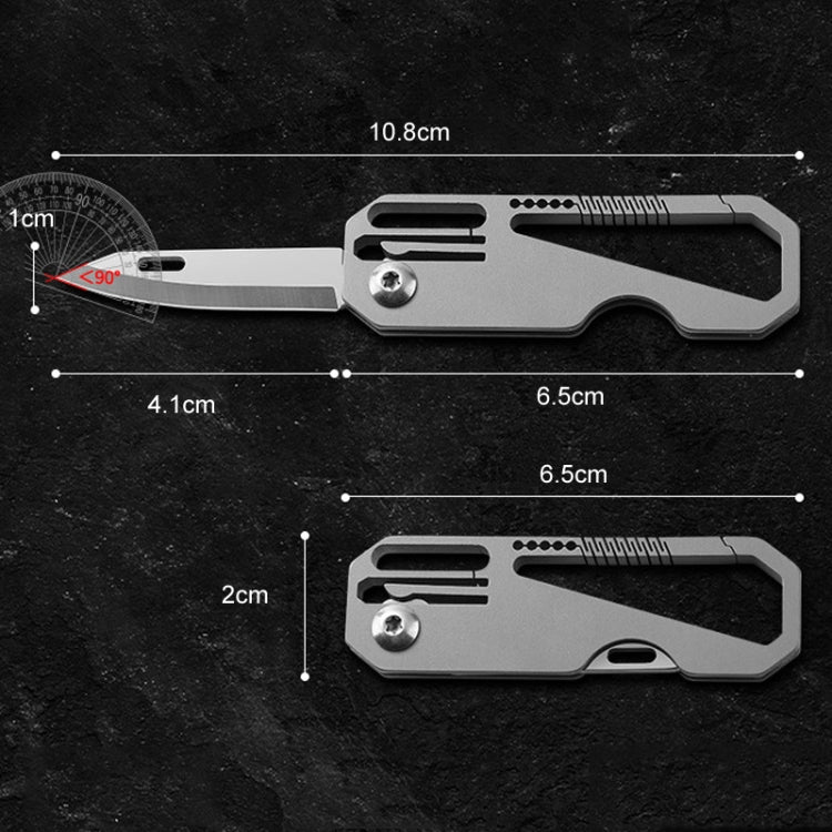 Multifunctional Titanium Keychain Outdoor Portable Defense Mini Folding Knife, Style: With 2 Titanium Ring by buy2fix