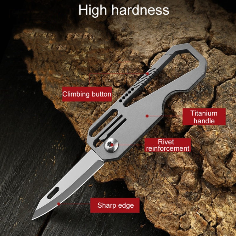 Multifunctional Titanium Keychain Outdoor Portable Defense Mini Folding Knife, Style: With 2 Titanium Ring by buy2fix