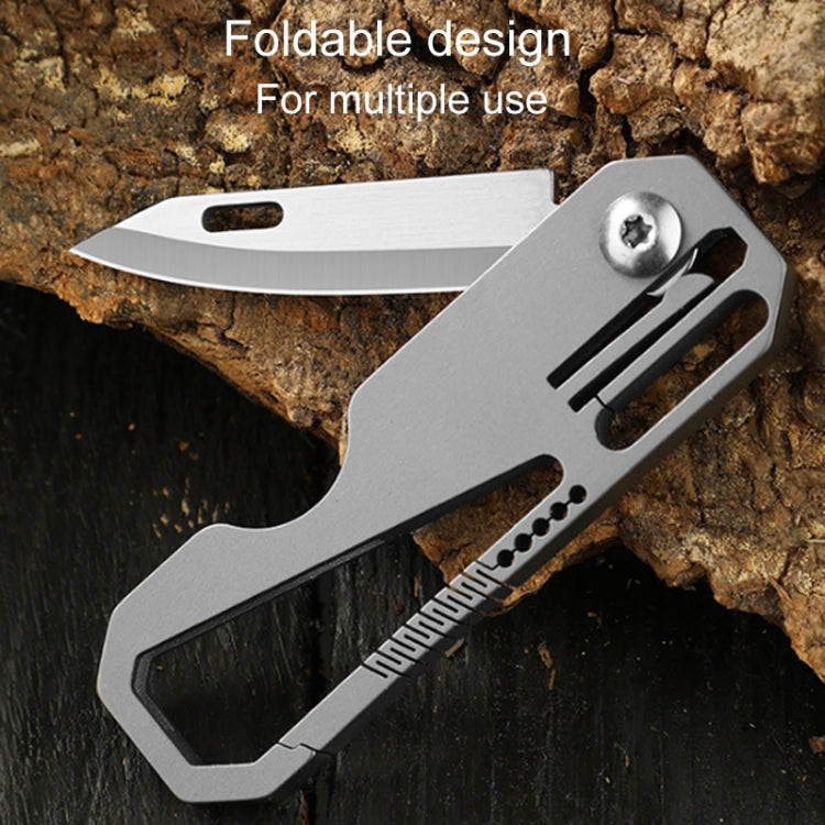 Multifunctional Titanium Keychain Outdoor Portable Defense Mini Folding Knife, Style: With 2 Titanium Ring by buy2fix