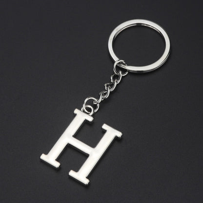 Double-Sided Three-Dimensional Plating Alphabet Keychain, Style: H by buy2fix