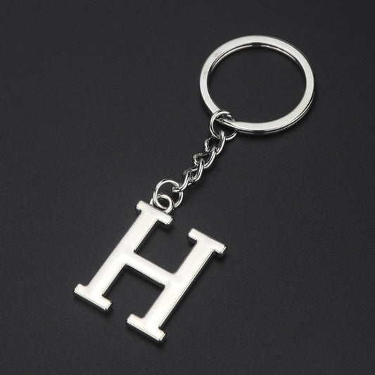 Double-Sided Three-Dimensional Plating Alphabet Keychain, Style: H by buy2fix