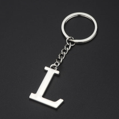 Double-Sided Three-Dimensional Plating Alphabet Keychain, Style: L by buy2fix