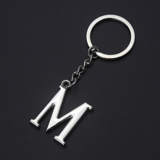 Double-Sided Three-Dimensional Plating Alphabet Keychain, Style: M by buy2fix