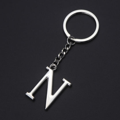 Double-Sided Three-Dimensional Plating Alphabet Keychain, Style: N by buy2fix