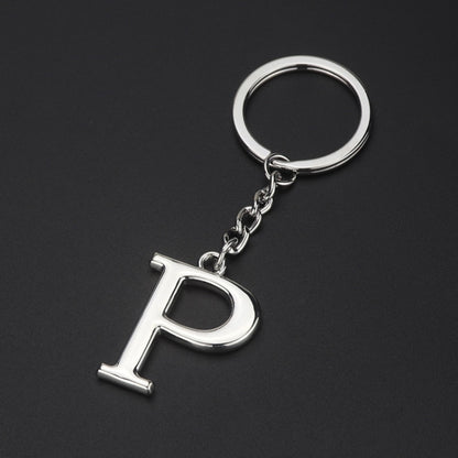 Double-Sided Three-Dimensional Plating Alphabet Keychain, Style: P by buy2fix