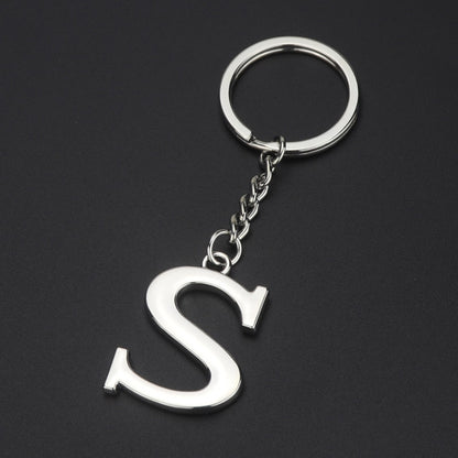 Double-Sided Three-Dimensional Plating Alphabet Keychain, Style: S by buy2fix