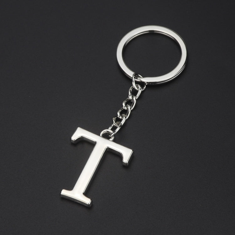 Double-Sided Three-Dimensional Plating Alphabet Keychain, Style: T by buy2fix