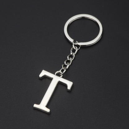 Double-Sided Three-Dimensional Plating Alphabet Keychain, Style: T by buy2fix
