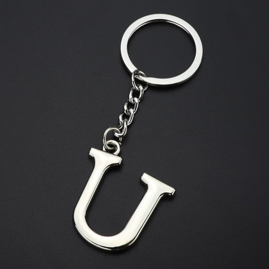 Double-Sided Three-Dimensional Plating Alphabet Keychain, Style: U by buy2fix