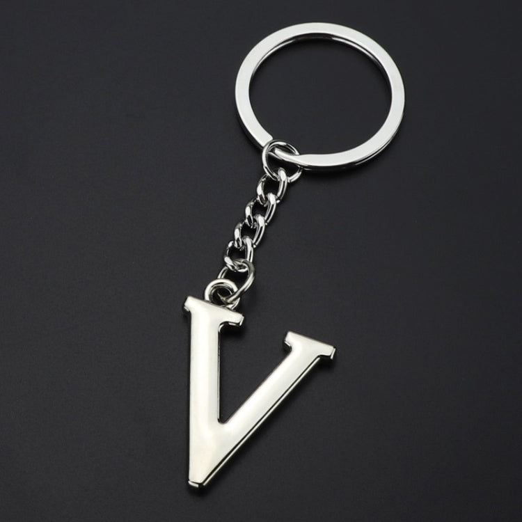 Double-Sided Three-Dimensional Plating Alphabet Keychain, Style: V by buy2fix