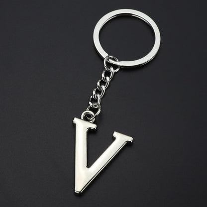 Double-Sided Three-Dimensional Plating Alphabet Keychain, Style: V by buy2fix
