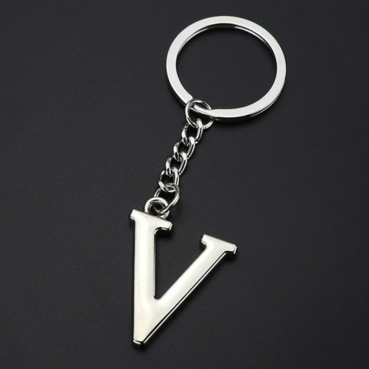 Double-Sided Three-Dimensional Plating Alphabet Keychain, Style: V by buy2fix