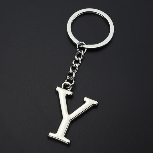 Double-Sided Three-Dimensional Plating Alphabet Keychain, Style: Y by buy2fix