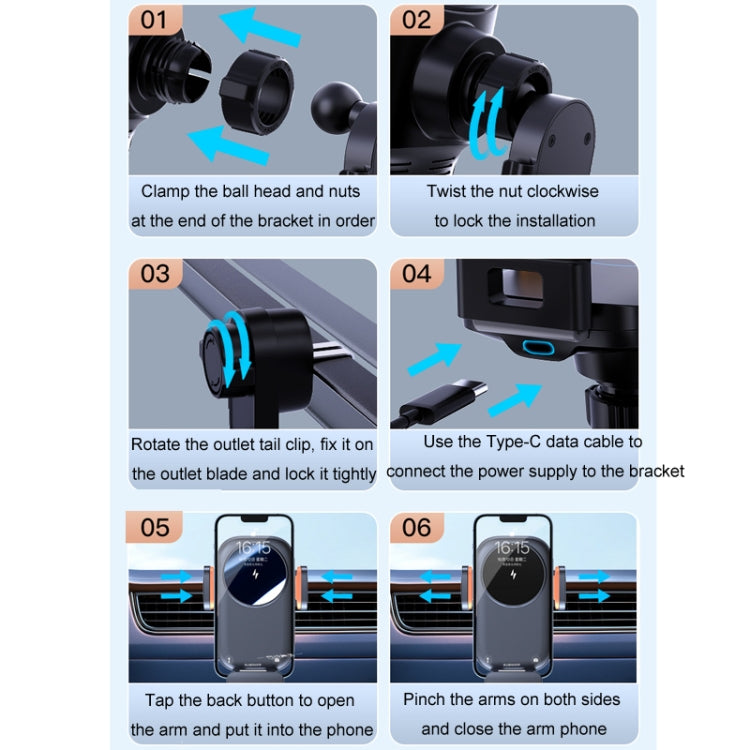 Car Wireless Charging Outlet Navigation Mobile Phone Holder(Single Hook Type) by buy2fix