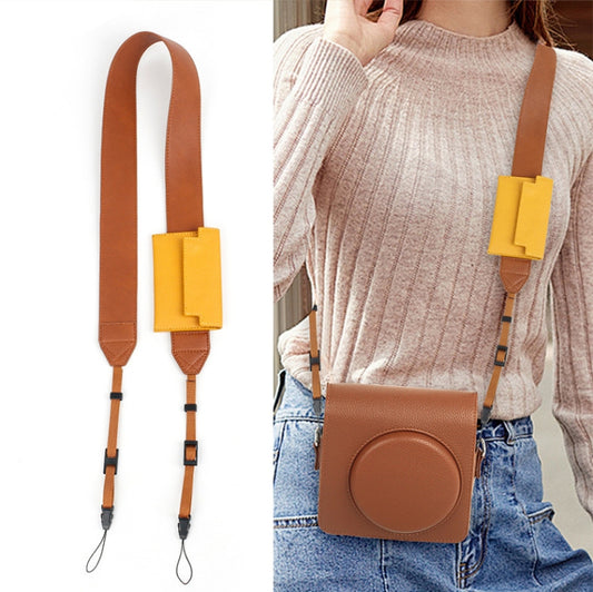 Universal PU Leather Shoulder Strap For SLR Cameras With Card Holder(Black) - Camera Strap by buy2fix | Online Shopping UK | buy2fix