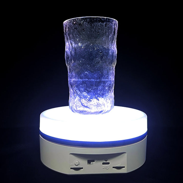 Intelligent Colourful Light Electric Speed Contro Round 360 Degree Rotating Plate Display Table, Color: White Plug-in -  by buy2fix | Online Shopping UK | buy2fix