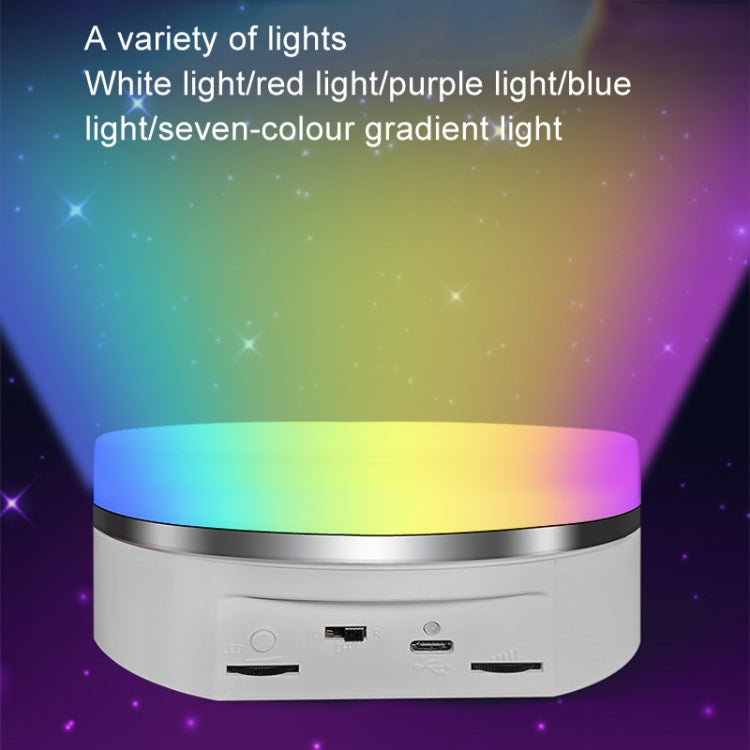 Intelligent Colourful Light Electric Speed Contro Round 360 Degree Rotating Plate Display Table, Color: White Plug-in -  by buy2fix | Online Shopping UK | buy2fix