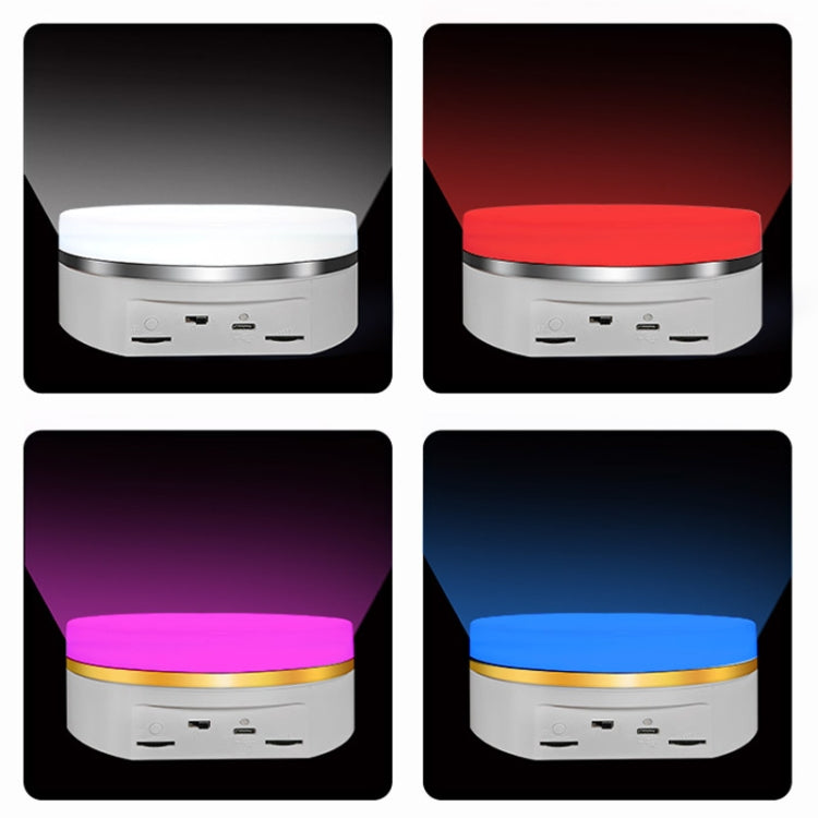 Intelligent Colourful Light Electric Speed Contro Round 360 Degree Rotating Plate Display Table, Color: White Plug-in -  by buy2fix | Online Shopping UK | buy2fix