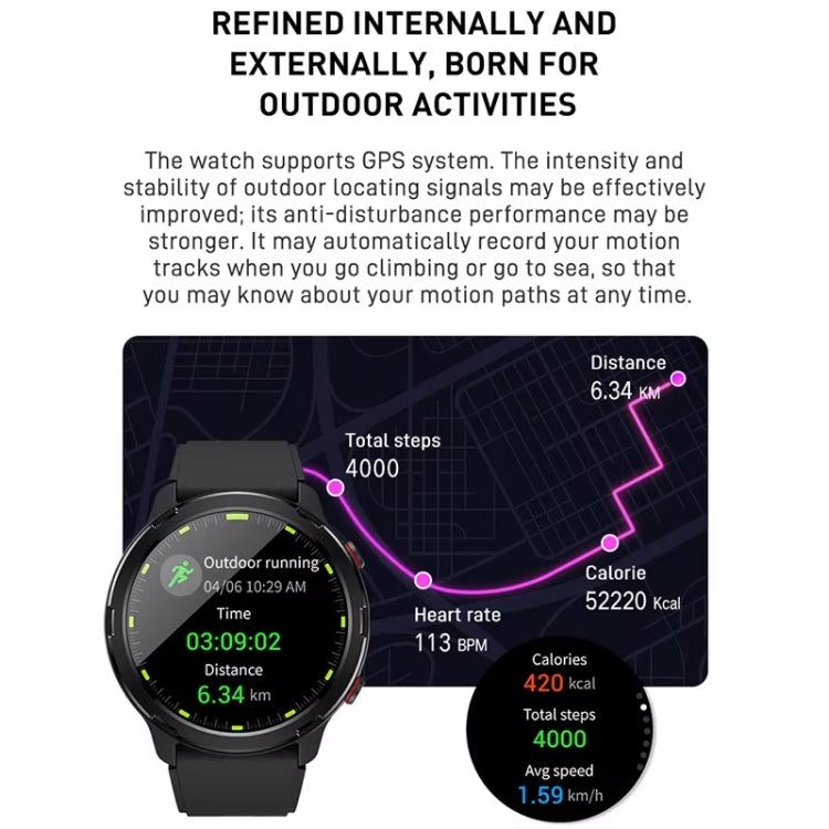 Outdoor GPS Sport Watch 1.32inch HD Round Screen Multi Sport Mode Smartwatch(Silver) by buy2fix
